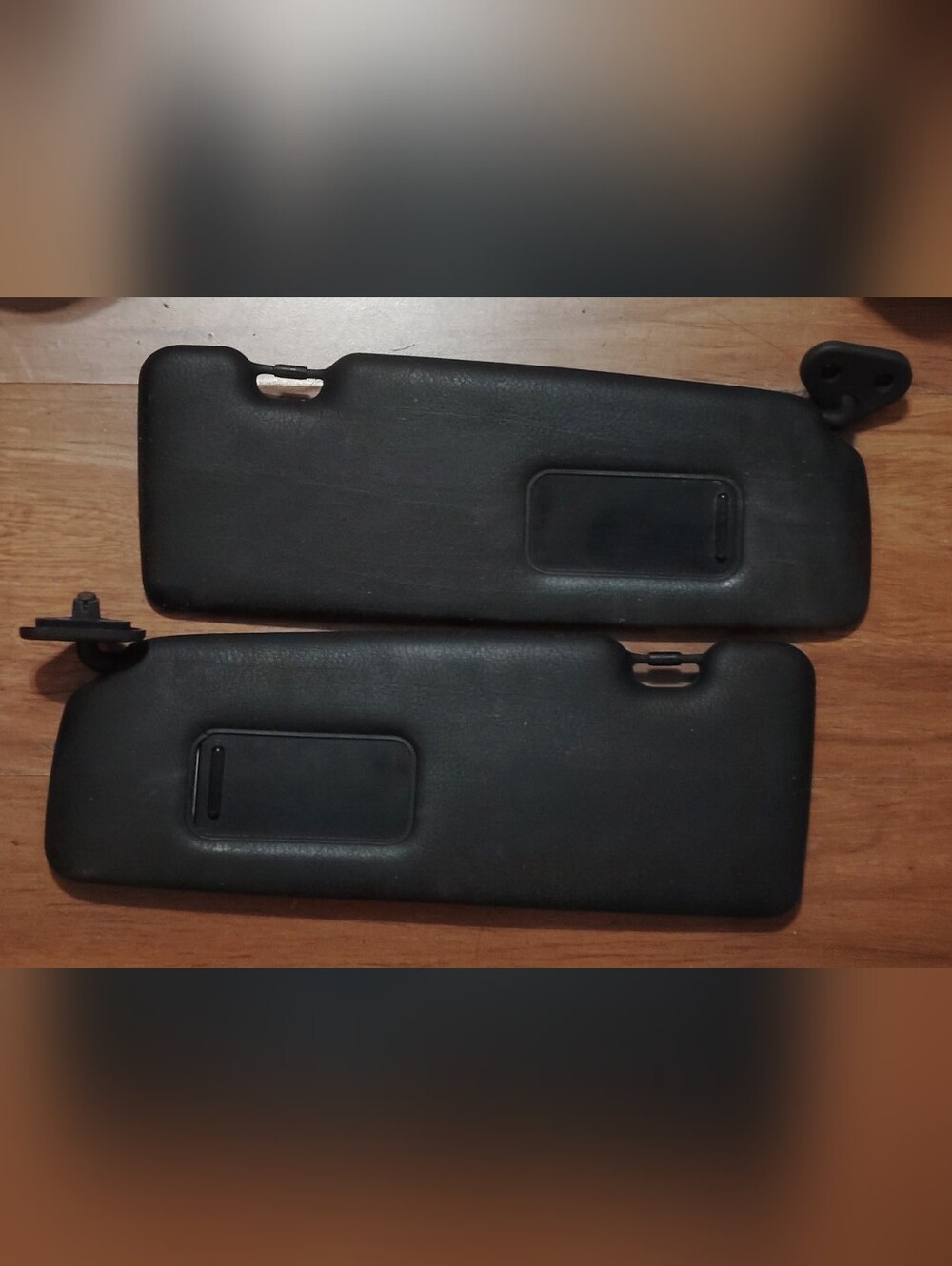2001-2006 BMW 3 Series E46 Convertible Sun Visor Black Leather Pair Set OEM